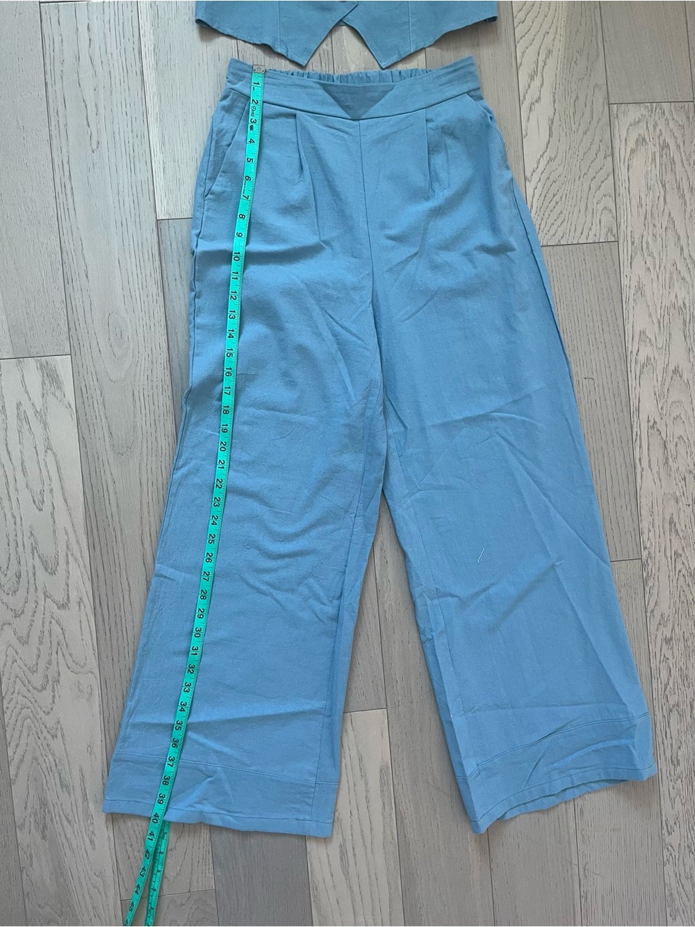 Light Blue Wide-Leg Pants with Matching Vest - Picture 5 of 10